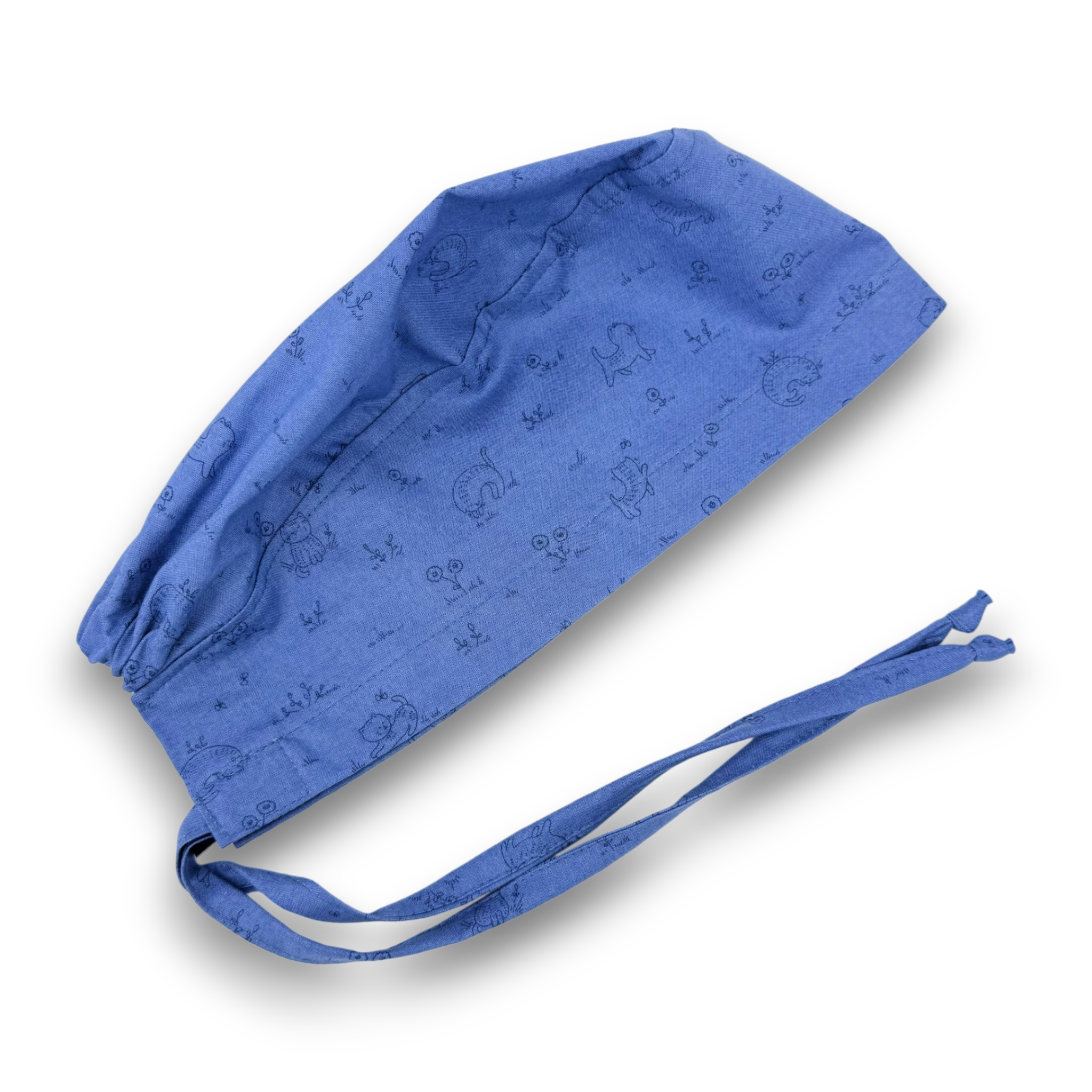 Cute Cat Skull tie-back style surgical scrub cap for men by Paradise Caps.