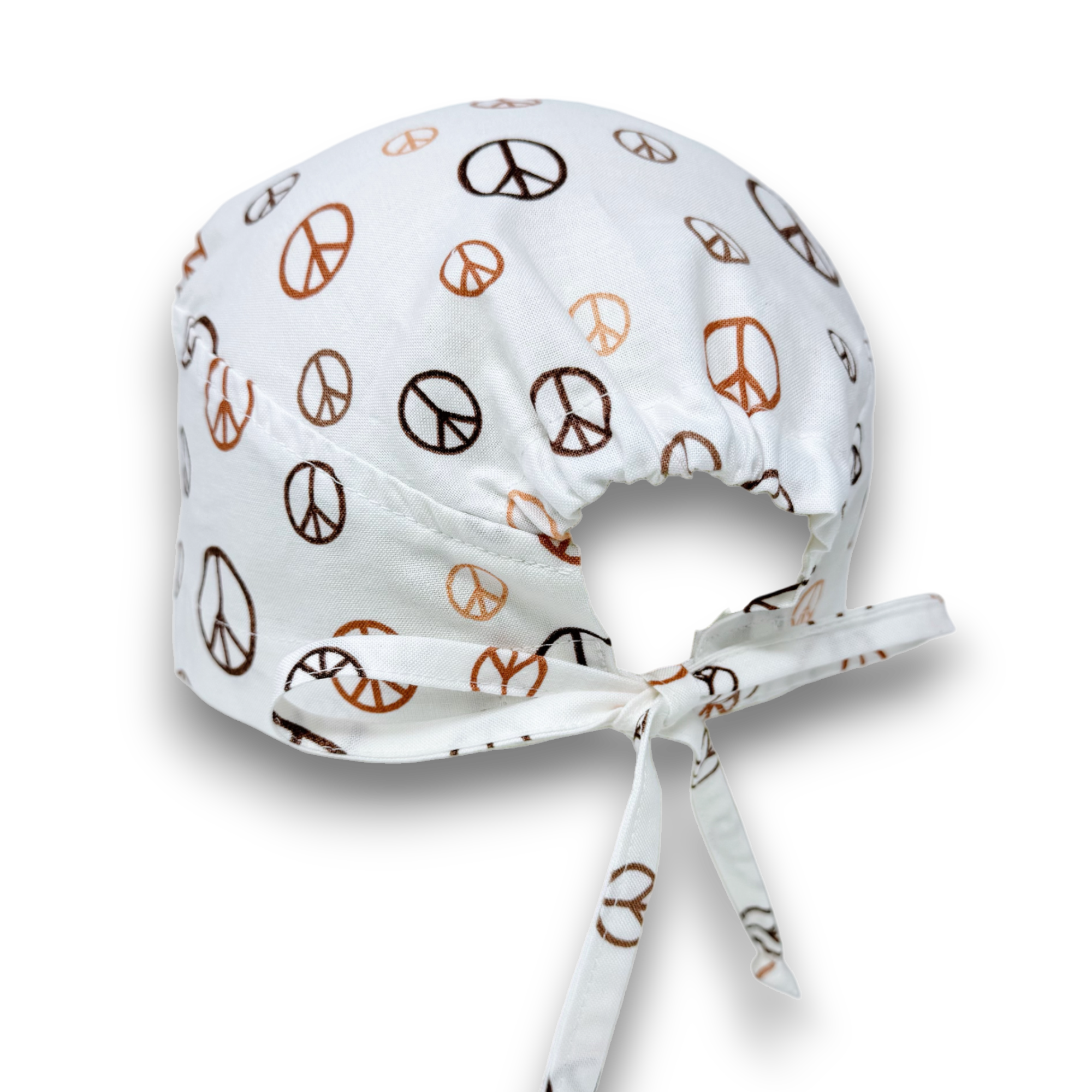Peace Skull tie-back style surgical scrub cap for men by Paradise Caps.