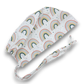 Cute Rainbow Skull tie-back style surgical scrub cap for men by Paradise Caps.