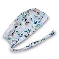 Surgical scrub cap. Strawberry Bloom tie back scrub hat by Paradise Caps.