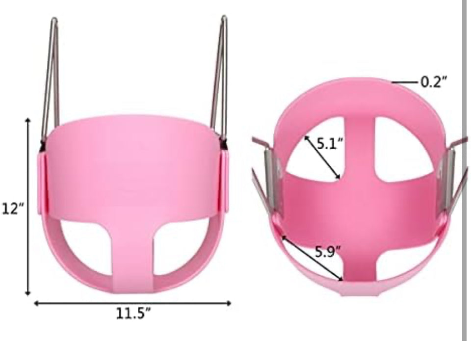lvssiao Toddler High Back Full Bucket Swing Seat, Toddler Swing Seat with Heavy Duty Plastic Coated Chain + Snap Hooks + Tree Hanging Straps Kids Swing Set Accessories (Pink)