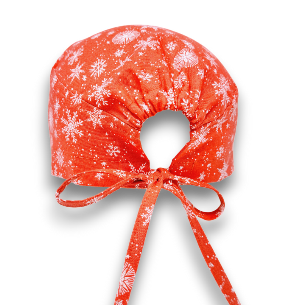 Christmas Skull tie-back style surgical scrub cap by Paradise Caps.
