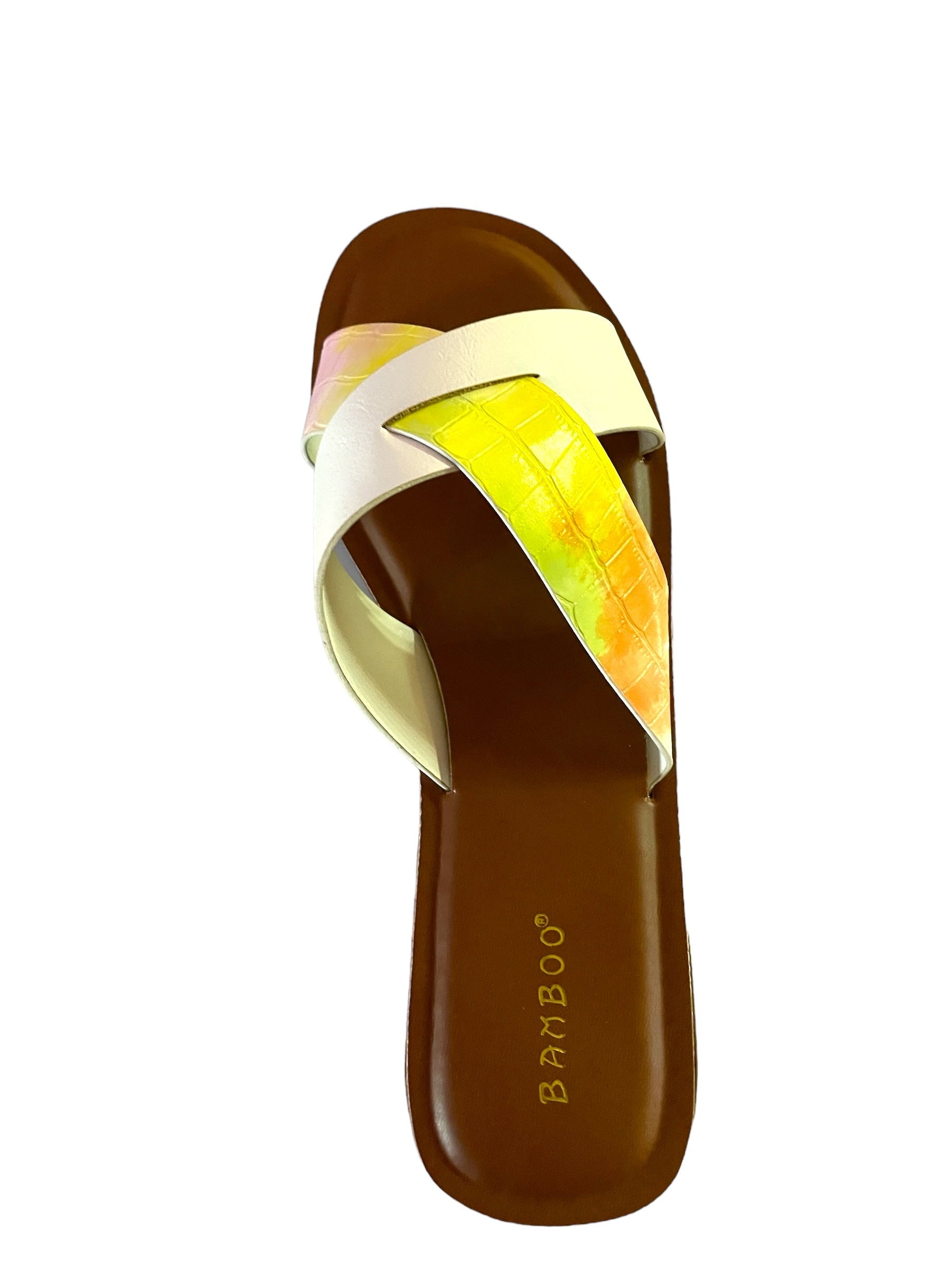 Bamboo Finest-17 Slip on Women's Cross Strap Sandals in Pink