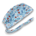 Strawberry Floral Skull tie-back style surgical scrub cap by Paradise Caps.