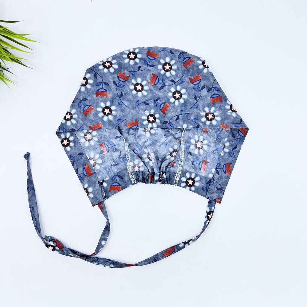 Bright Stars Skull tie-back style surgical scrub cap for men by Paradise Caps.