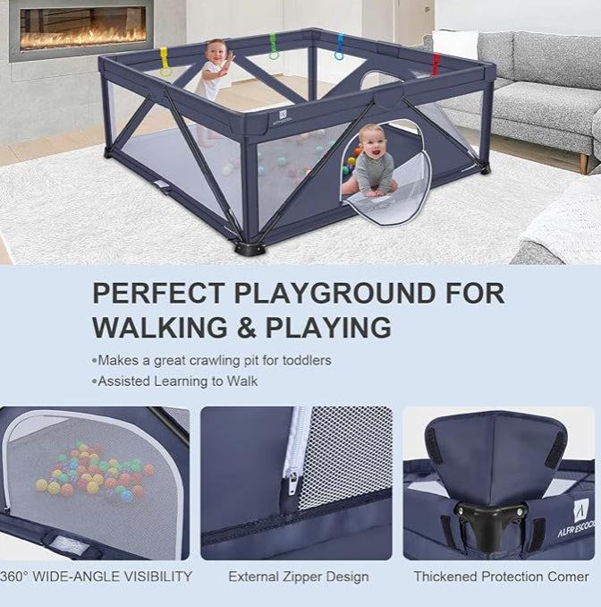 Foldable Baby Gate Playpen, 71"x71"(35 sq. ft Space), Extra Large Playards for Toddler, Kids Activity Center for Home Travel