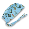 Cowboy Cactus Skull tie-back style surgical scrub cap for men by Paradise Caps.