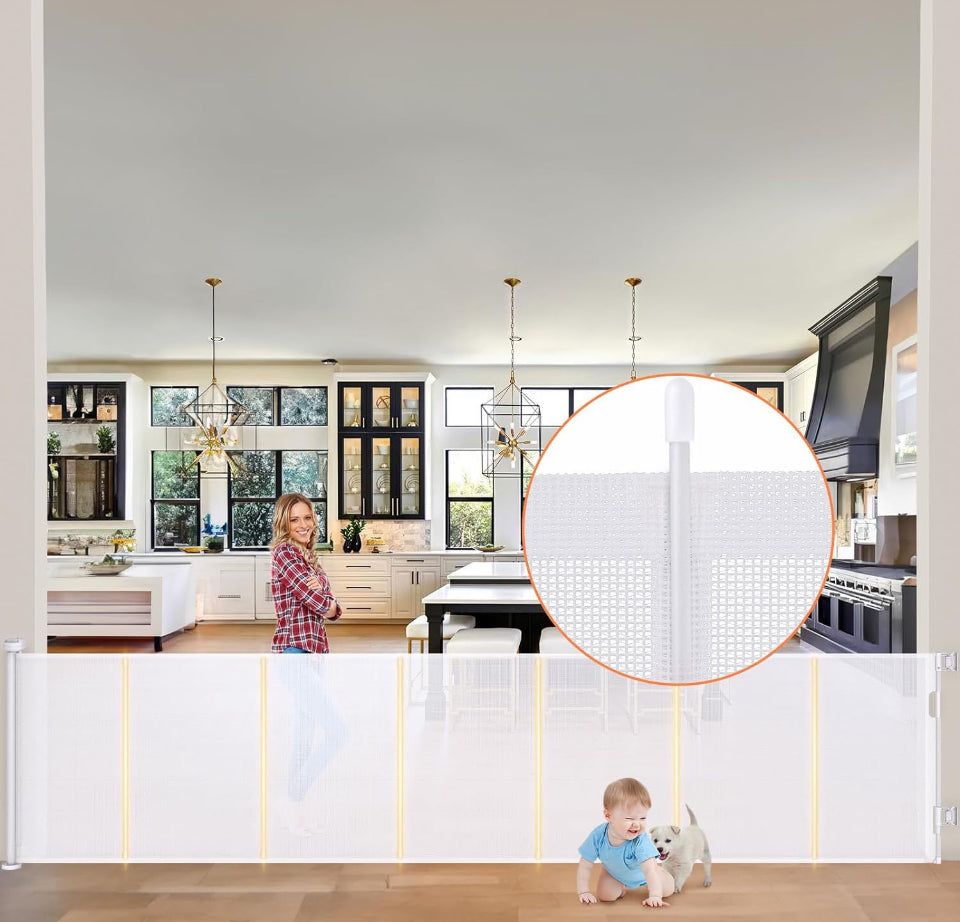 HDUYFYD 120 Inches Extra Wide Retractable Baby Gates, 35" Tall Baby Gates for Large Openings, Upgraded Retractable Gate with Fiberglass, Extra Large P