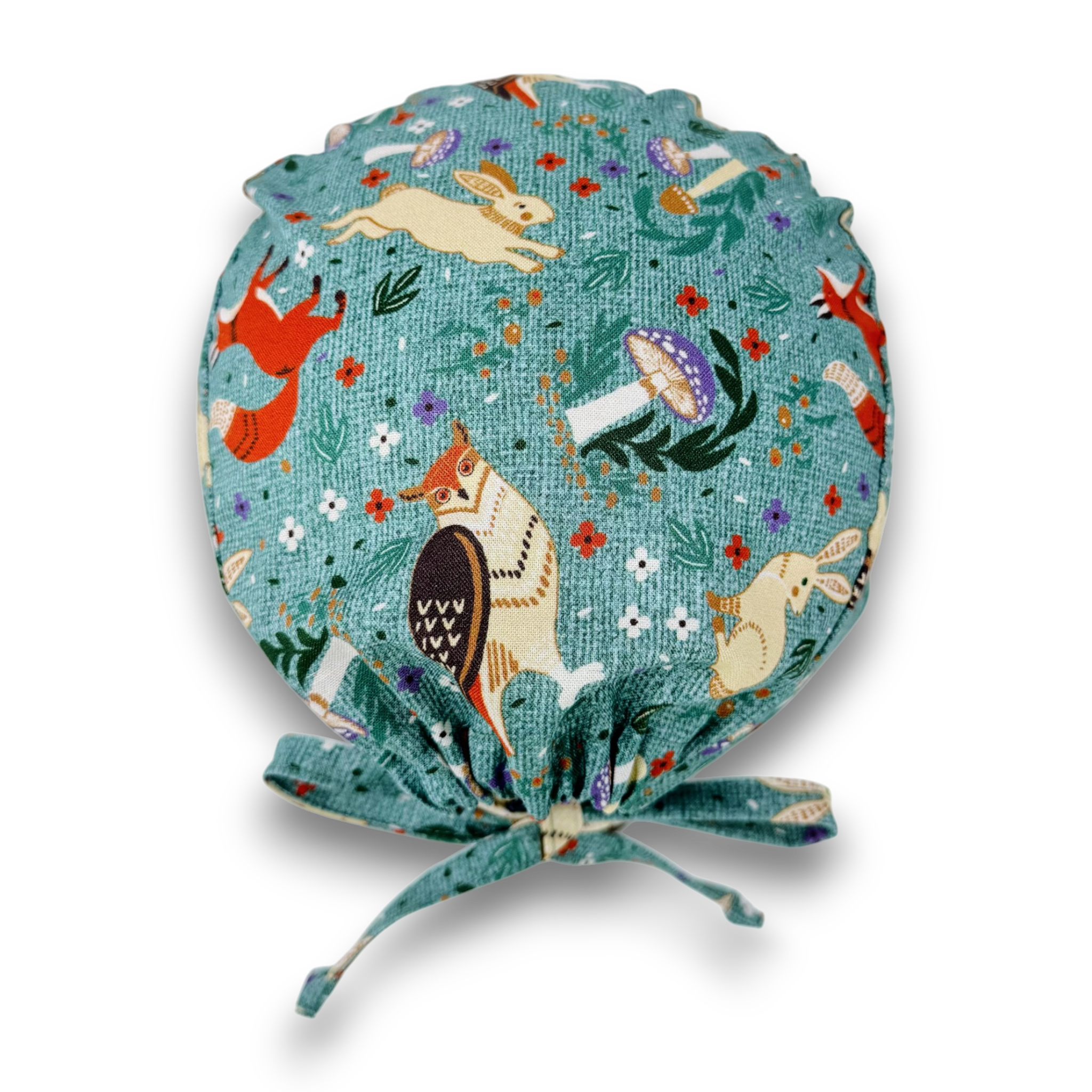 Woodland Animal Skull tie-back style surgical scrub cap for men by Paradise Caps.