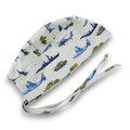 Military Aircraft Skull tie-back style surgical scrub cap for men by Paradise Caps.