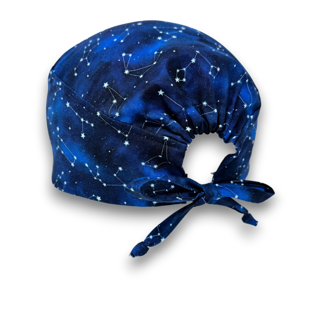 Men's surgical scrub cap. Constellation Blue tie back scrub hat by Paradise Caps.