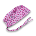 Pink Floral Skull tie-back style surgical scrub cap by Paradise Caps.
