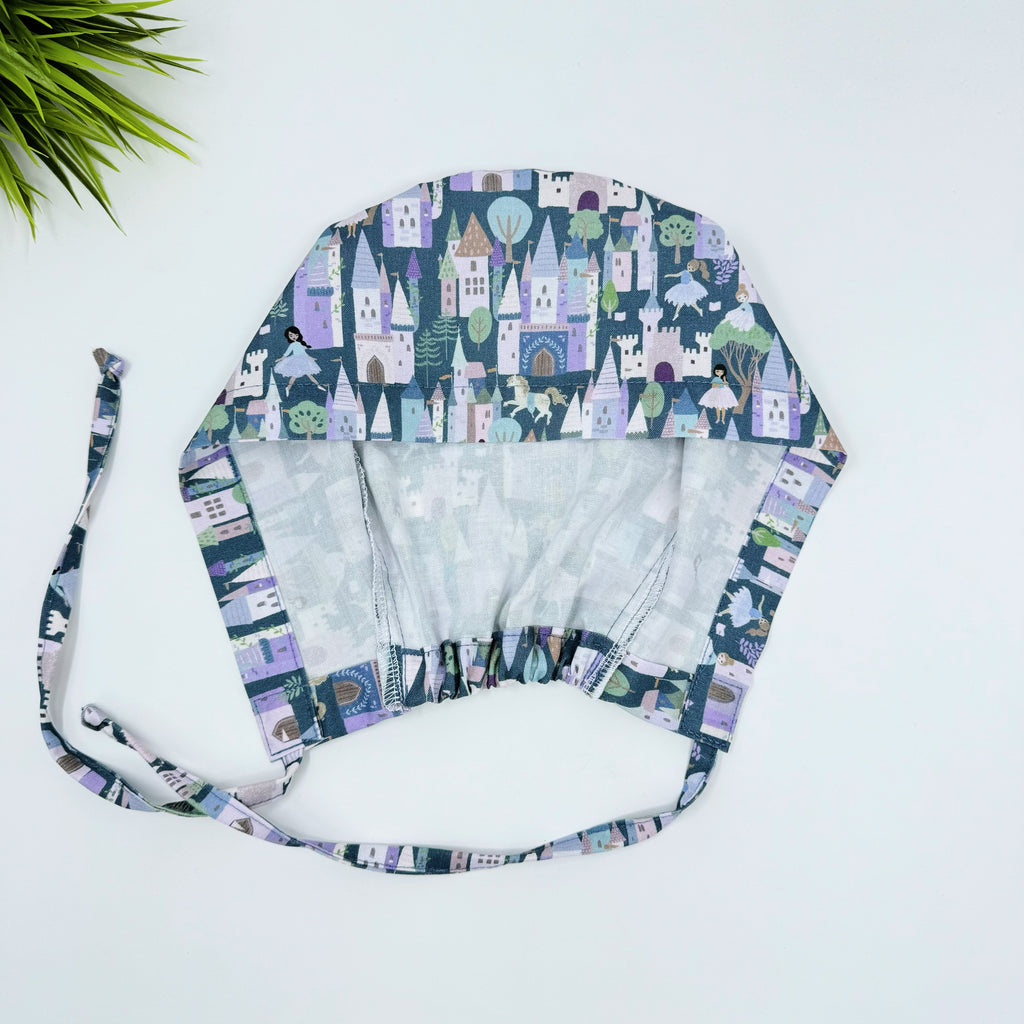 Castle Skull tie-back style surgical scrub cap by Paradise Caps.