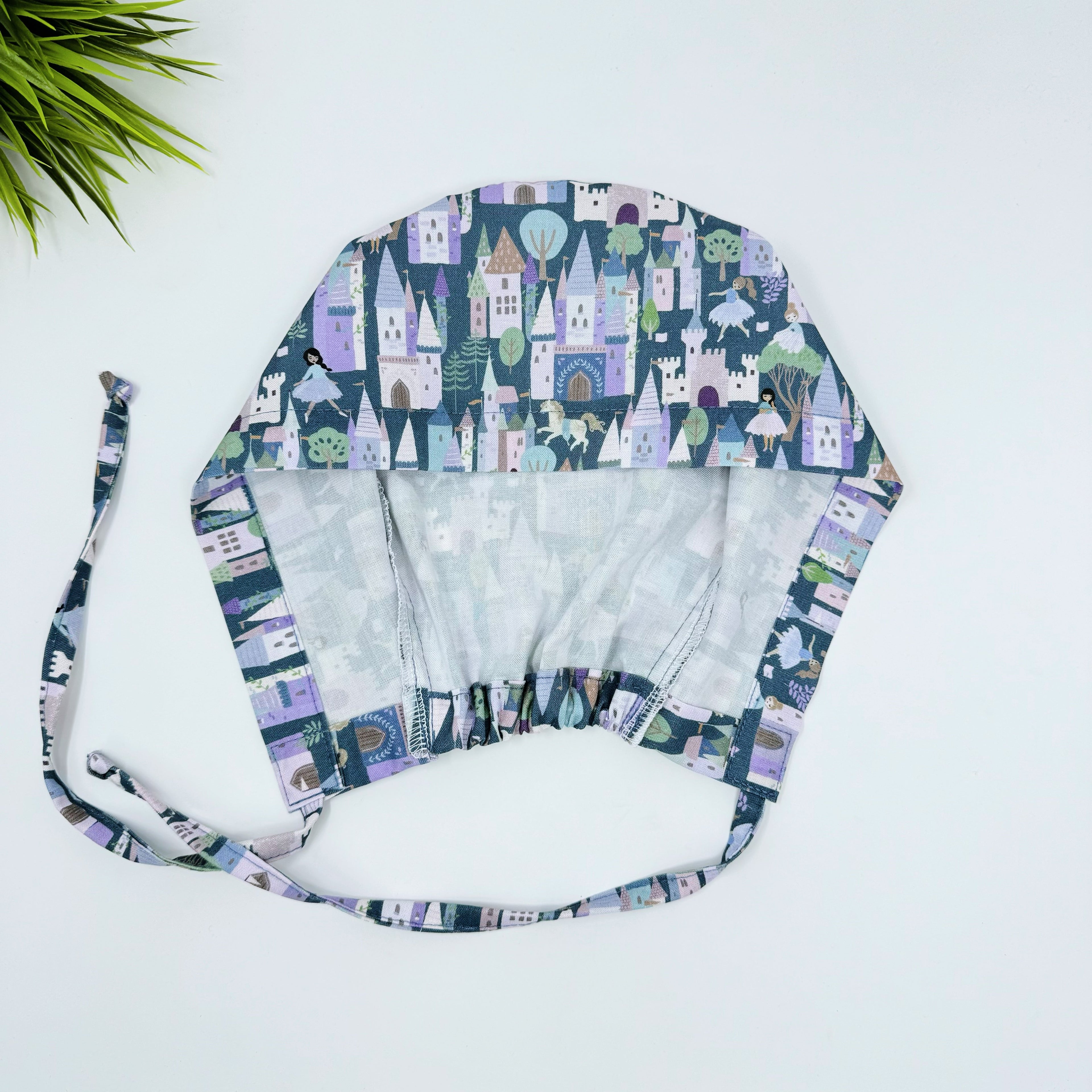 Castle Skull tie-back style surgical scrub cap by Paradise Caps.