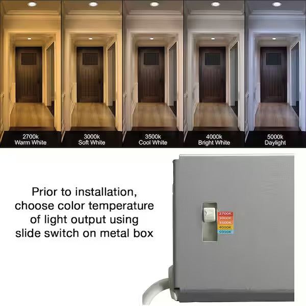 Brand New Commercial Electric 4 in. Adjustable CCT Integrated LED Canless Recessed Light Trim with Night Light 650 Lumens Reduces Glare and Eye Strain
