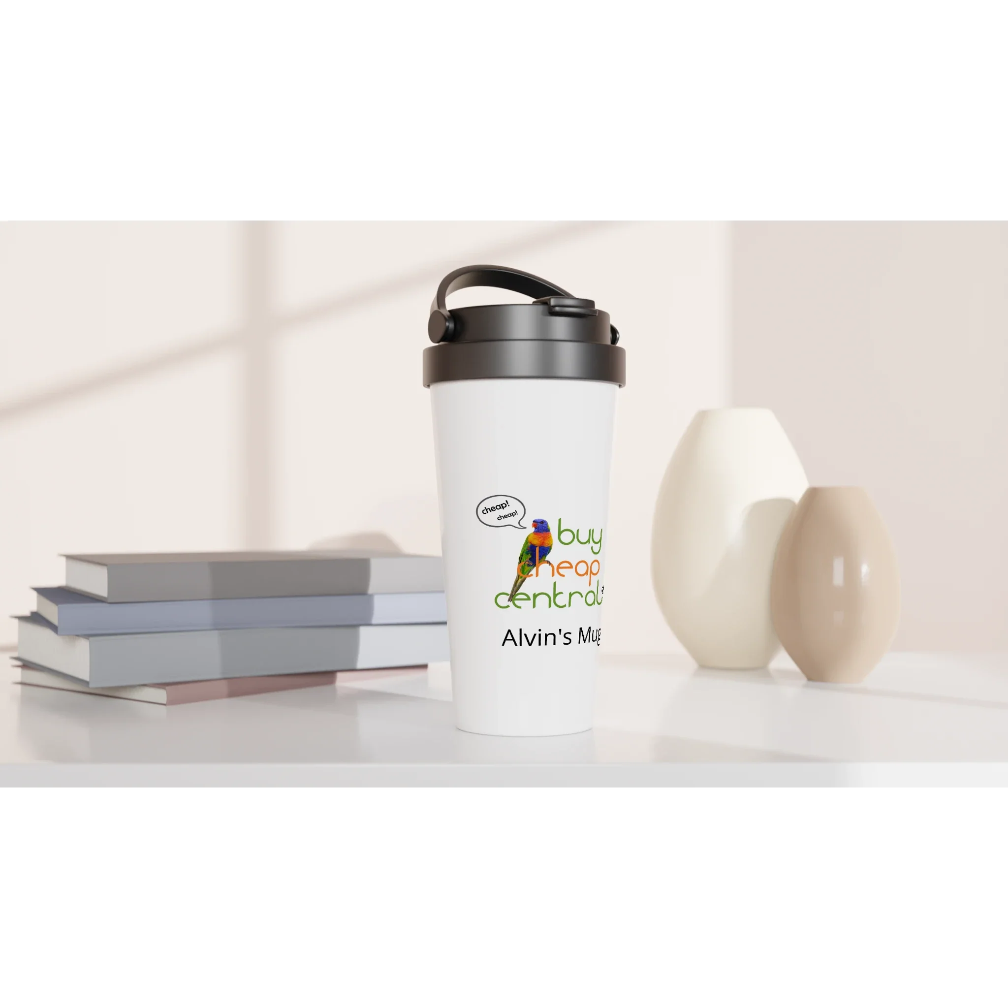 White 15oz Stainless Steel Travel Mug