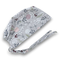 Flowers Skull tie-back style surgical scrub cap by Paradise Caps.