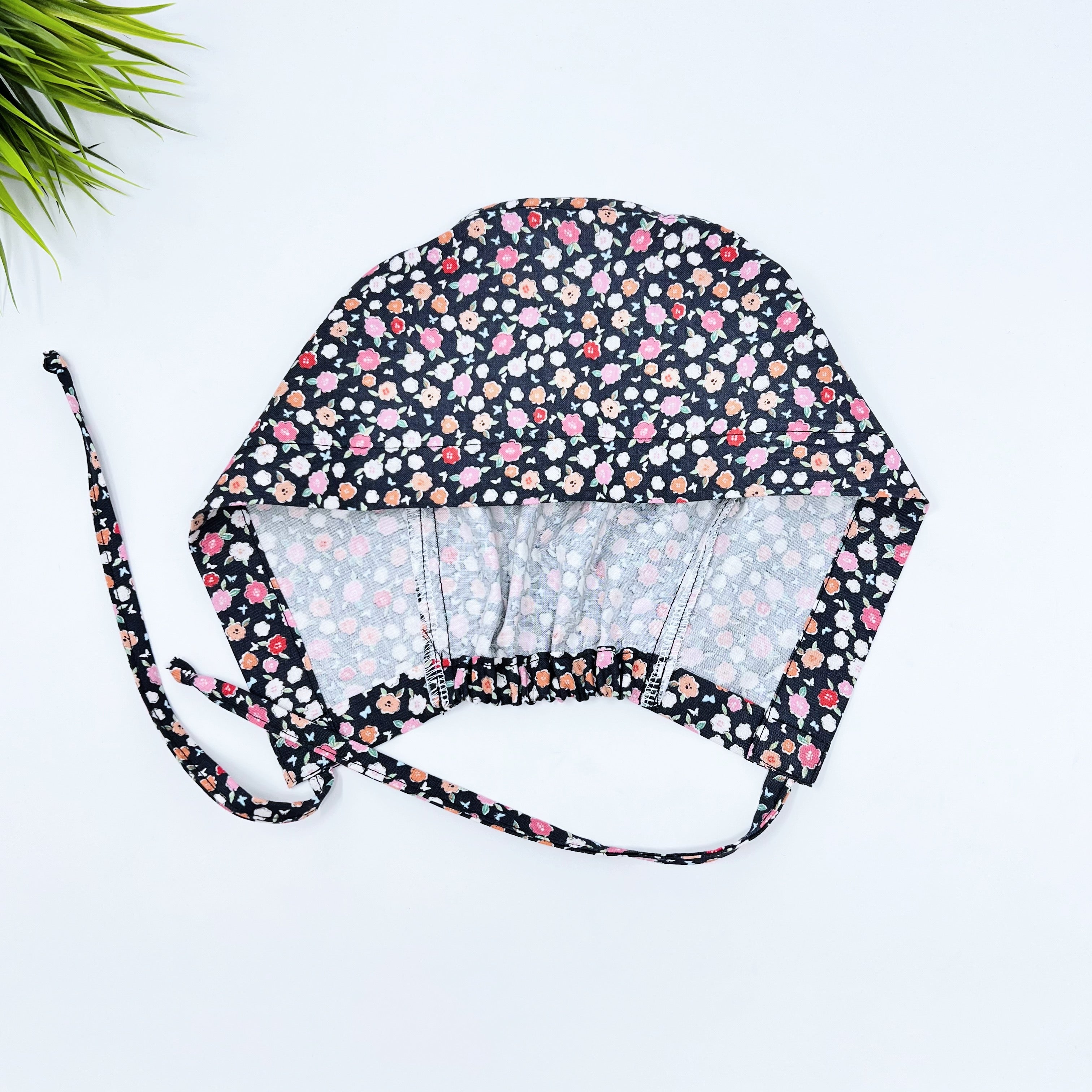 Flowerbed Skull tie-back style surgical scrub cap for men by Paradise Caps.