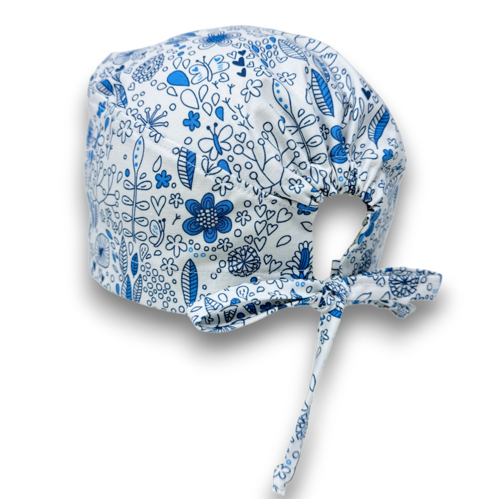 Skull tie-back style surgical scrub cap for men by Paradise Caps.