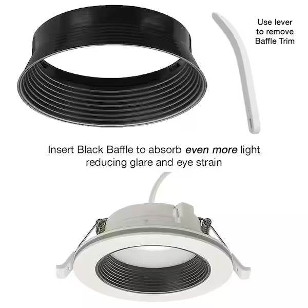 Brand New Commercial Electric 4 in. Adjustable CCT Integrated LED Canless Recessed Light Trim with Night Light 650 Lumens Reduces Glare and Eye Strain