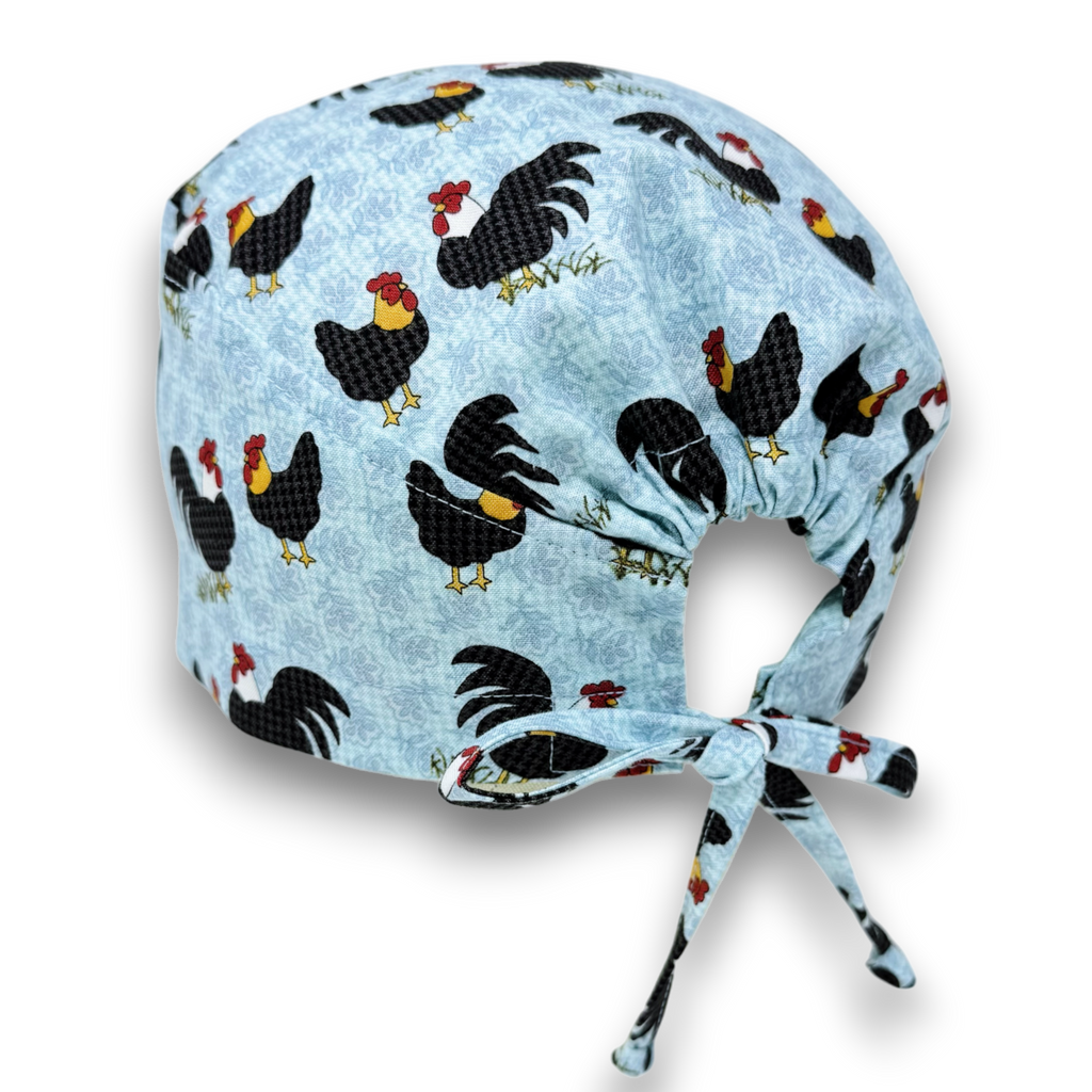 Chicken Skull tie-back style surgical scrub cap by Paradise Caps.
