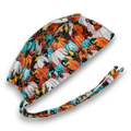 Thanksgiving Pumpkin Skull tie-back style surgical scrub cap for men by Paradise Caps.