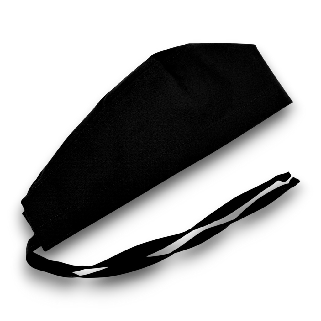 Black Skull tie-back style surgical scrub cap for men by Paradise Caps.