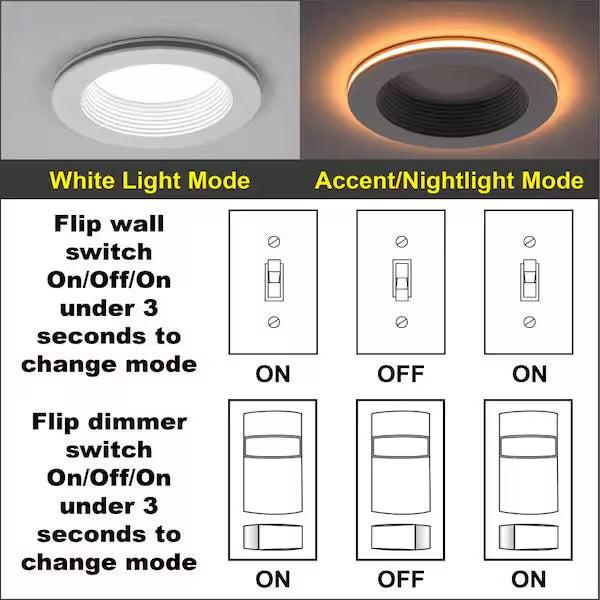 Brand New Commercial Electric 4 in. Adjustable CCT Integrated LED Canless Recessed Light Trim with Night Light 650 Lumens Reduces Glare and Eye Strain