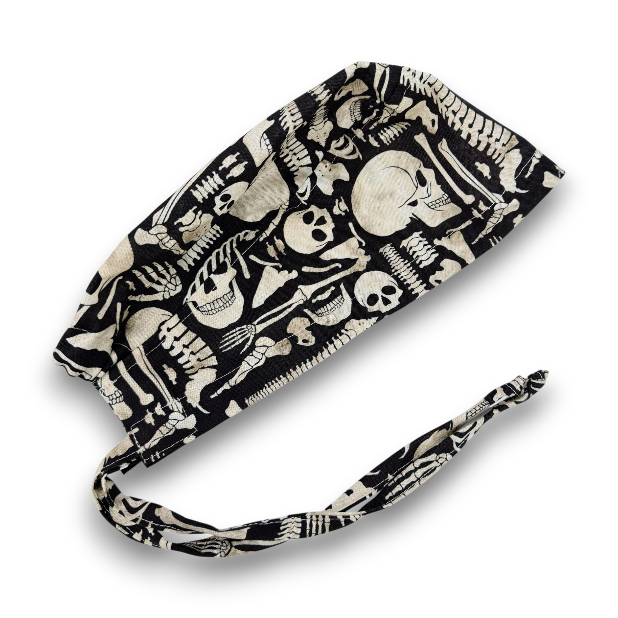 Skeleton Men's surgical scrub cap. Anatomy Bones skull tie-back style scrub cap by Paradise Caps.