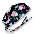 Flower Skull tie-back style surgical scrub cap by Paradise Caps.