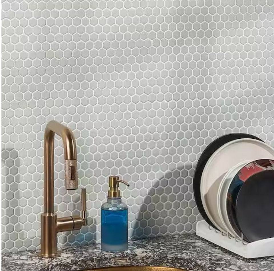 Open Box Bliss Edged Hexagon Sage 10.03 in. x 11.61 in. Tt Porcelain Floor and Wall Mosaic Tile (0.80 Sq. Ft./Each)