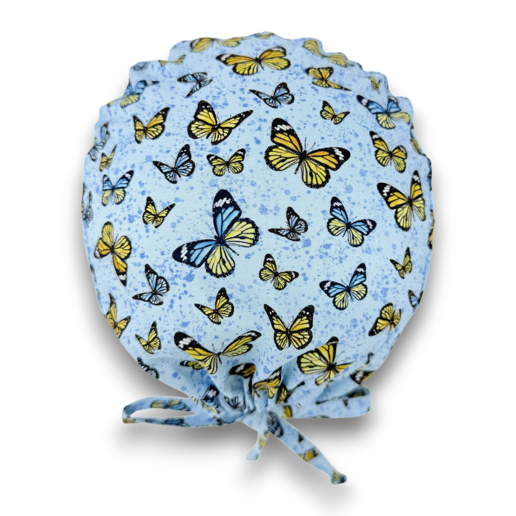 Butterfly Skull tie-back style surgical scrub cap for men by Paradise Caps.