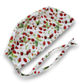 Strawberry Skull tie-back style surgical scrub cap by Paradise Caps.