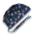 Flower Skull tie-back style surgical scrub cap by Paradise Caps.