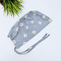 Gray Daisy Dots Skull tie-back style surgical scrub cap for men by Paradise Caps.