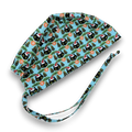 Christmas Cat Skull tie-back style surgical scrub cap for men by Paradise Caps.