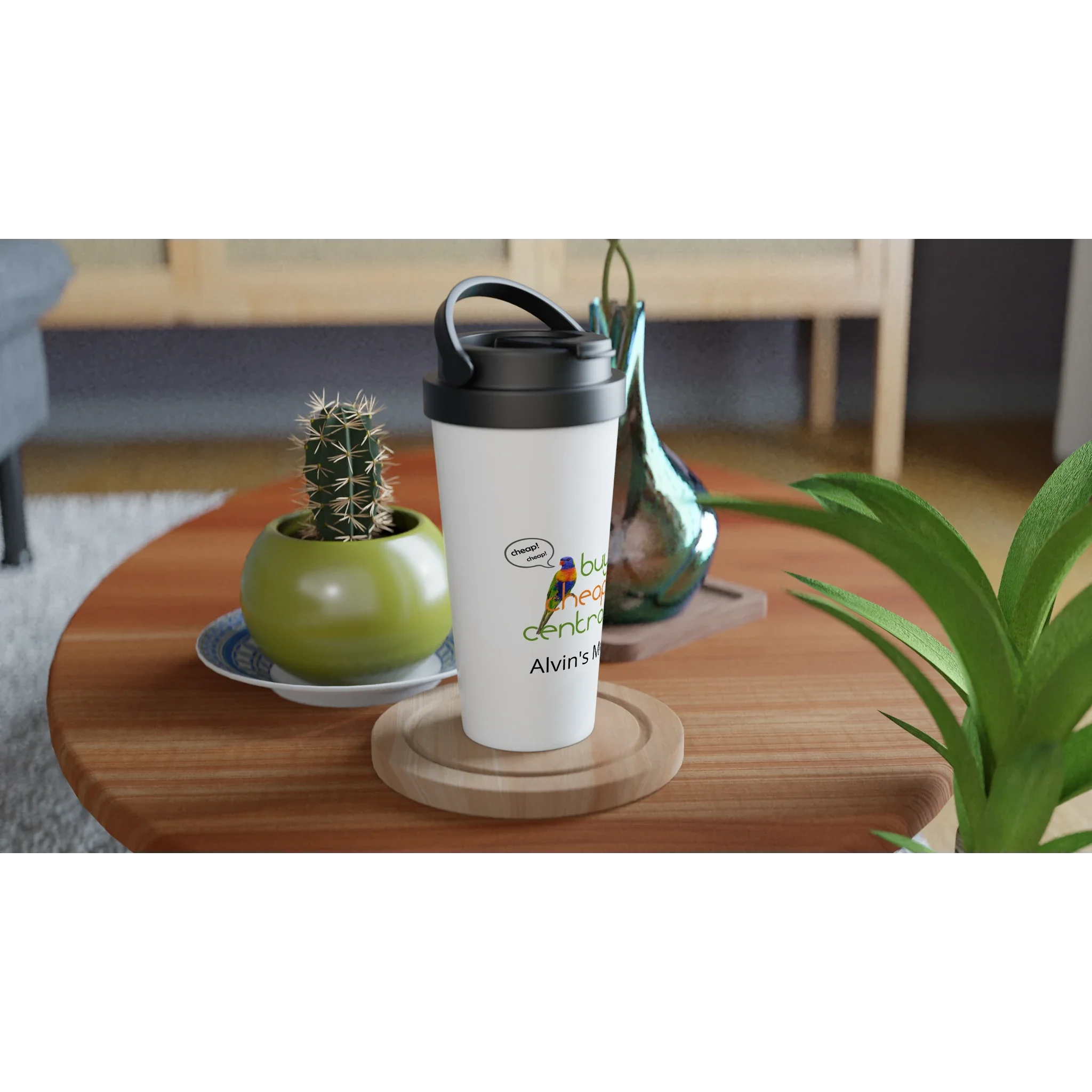 White 15oz Stainless Steel Travel Mug