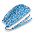 Surgical scrub hat. Daisy print Skull tie-back style surgical scrub cap by Paradise Caps.
