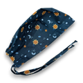 Space Surgical cap for men. Sun Moon Stars tie back scrub hat by Paradise Caps.