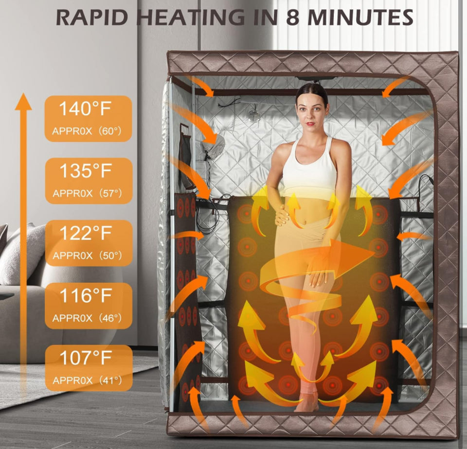 TaTalife Portable 1-2 Person Infrared Saunas for Home, Full Spectrum Infrared Sauna, Full Size Large Space Spa, 2 Portable Upgrade Chair, Oversize Full Body Home Sauna Spa for Relaxation & Detox
