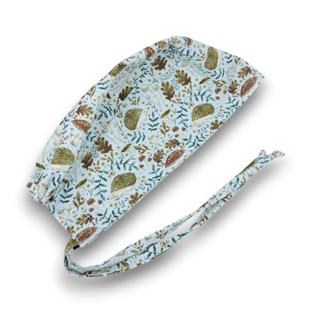 Men's surgical scrub cap. Hedgehog skull tie-back style scrub cap by Paradise Caps.