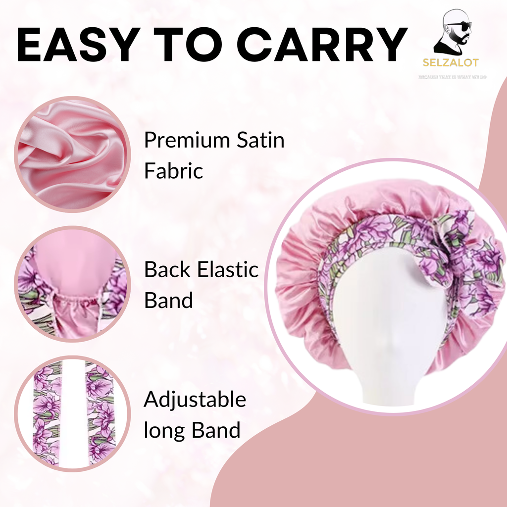 Curly Hair Bonnet Sleeping Hair Bonnet for Protecting Hair from Damage/Breakage Cute Bow Design Adjustable Bonnet for Long/Curly/Wavy Hair Sleep Bonnet for Natural Hair Protection