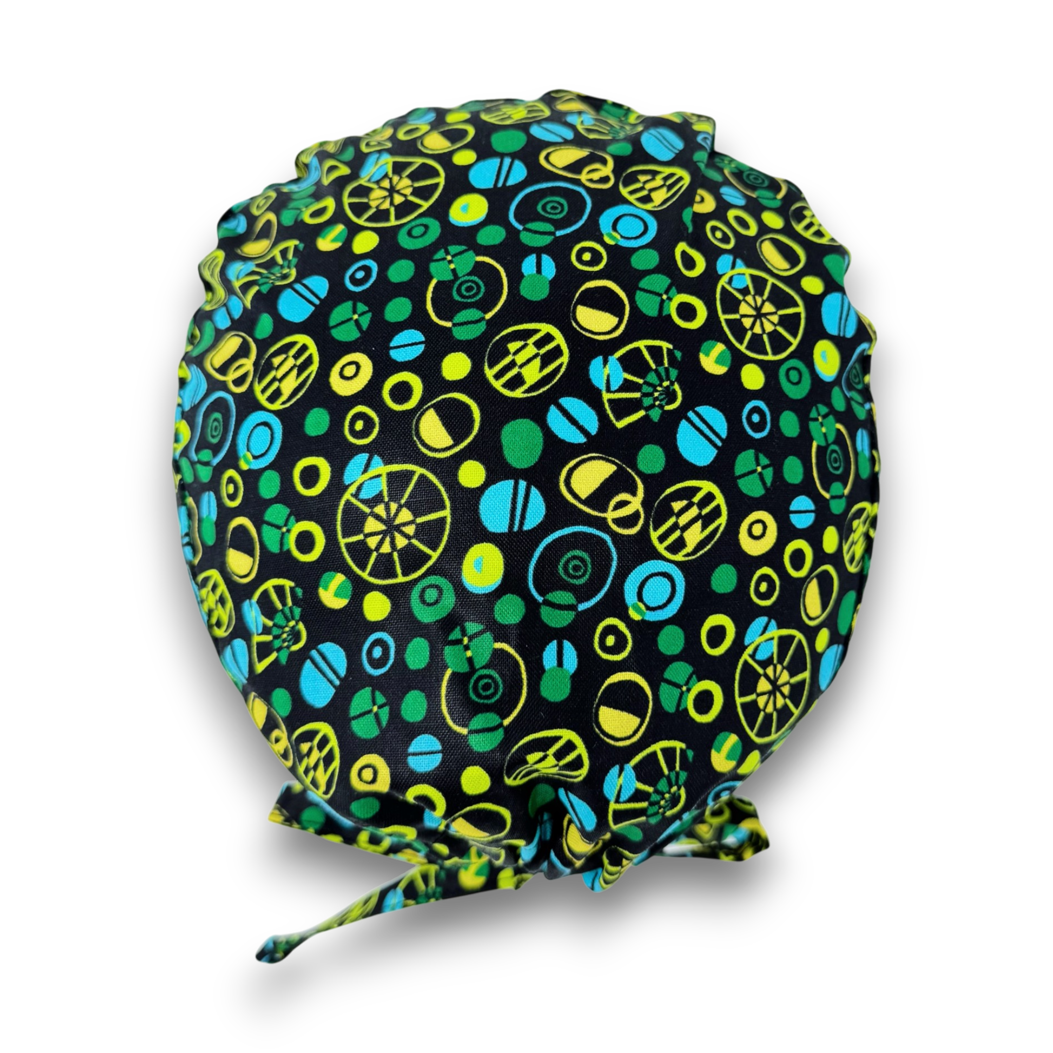 Circle Pattern Skull tie-back style surgical scrub cap for men by Paradise Caps.