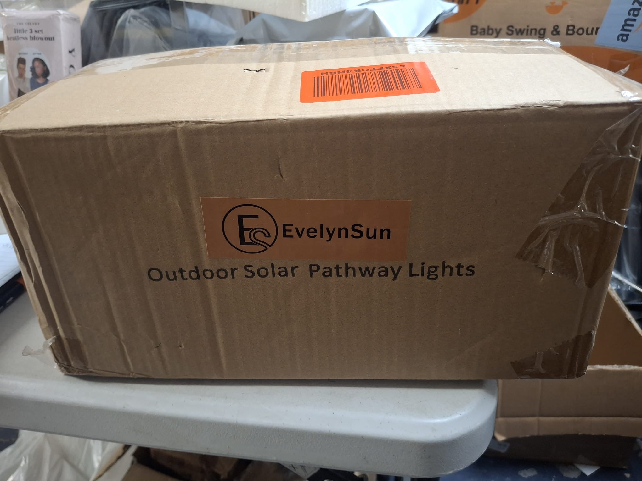 Open Box EVELYNSUN Solar Outdoor Lights Waterproof, Bright Solar Pathway Lights for Walkway Yard Backyard Lawn Patio Driveway Decorative(6 Pack)