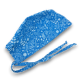 Calm Blue Floral Skull tie-back style surgical scrub cap by Paradise Caps.