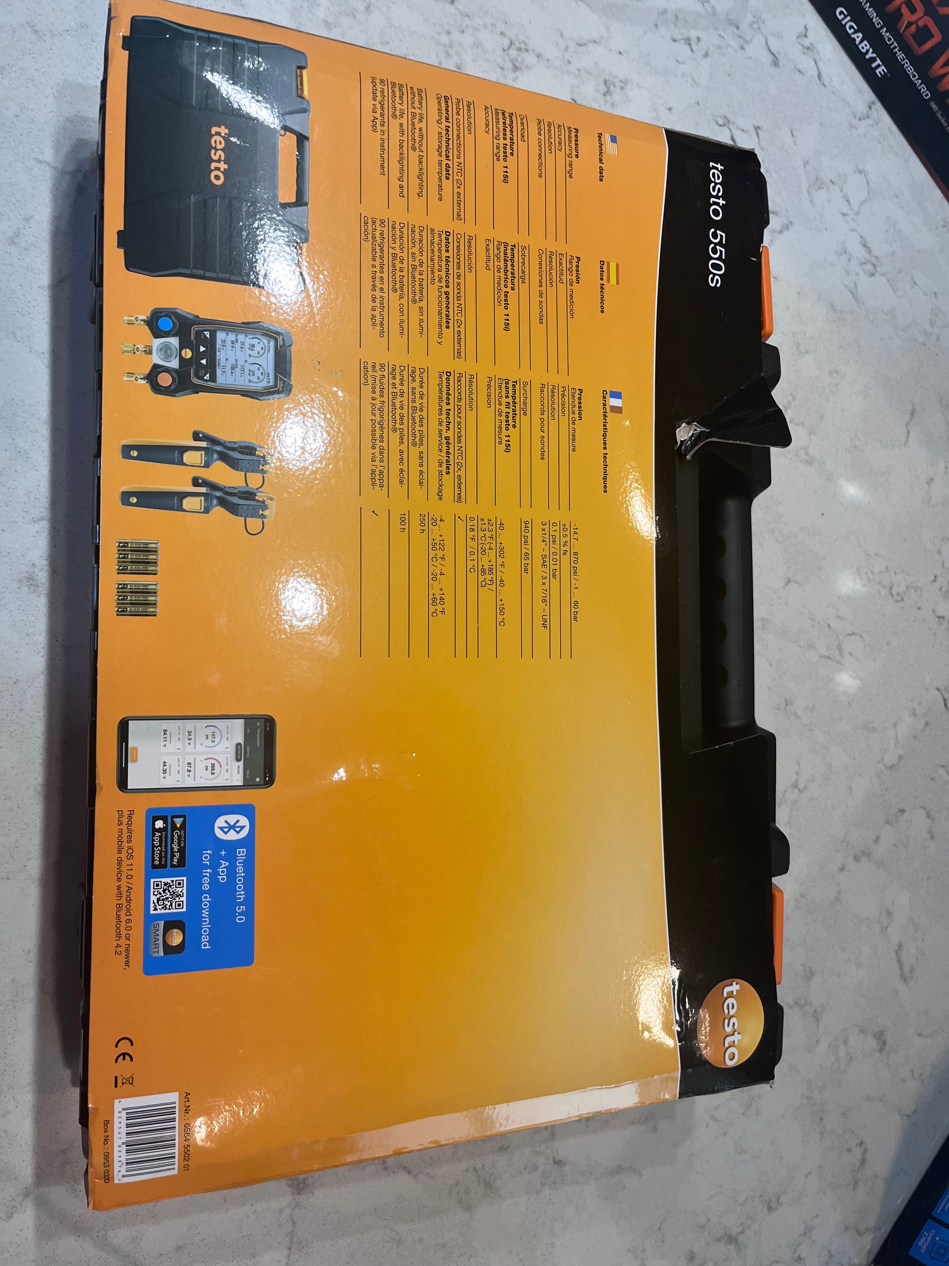 Open Box testo 550s AC Manifold Gauge Set - Manifold Gauges Hvac and Refrigeration - Incl. 2 Wired Temperature Clamp Probes - AC Recharge Kit with sup