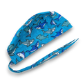 Surgical scrub cap for men. Shark Print tie back scrub hat by Paradise Caps.