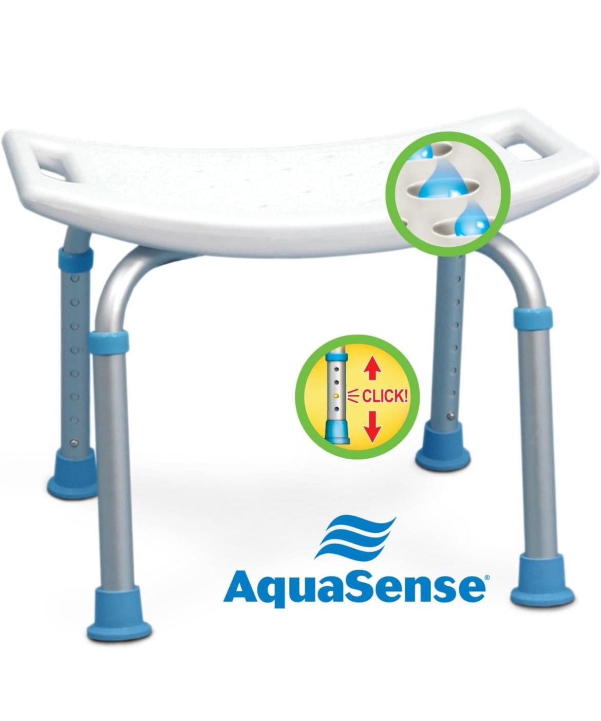 AquaSense Adjustable Non-Slip Bath & Shower Stool for Inside Shower, 20.08 x 12.