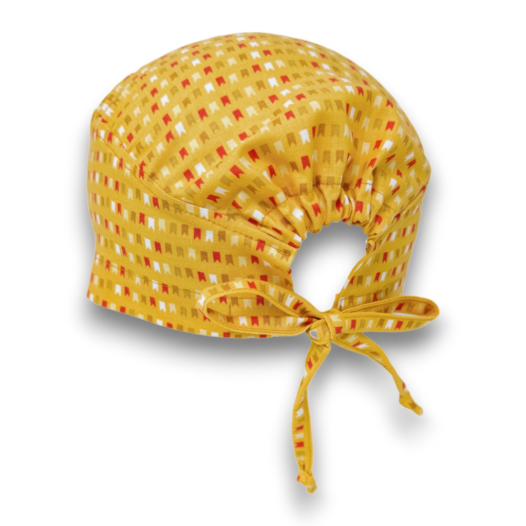 Minimal Pattern Skull tie-back style surgical scrub cap for men by Paradise Caps.