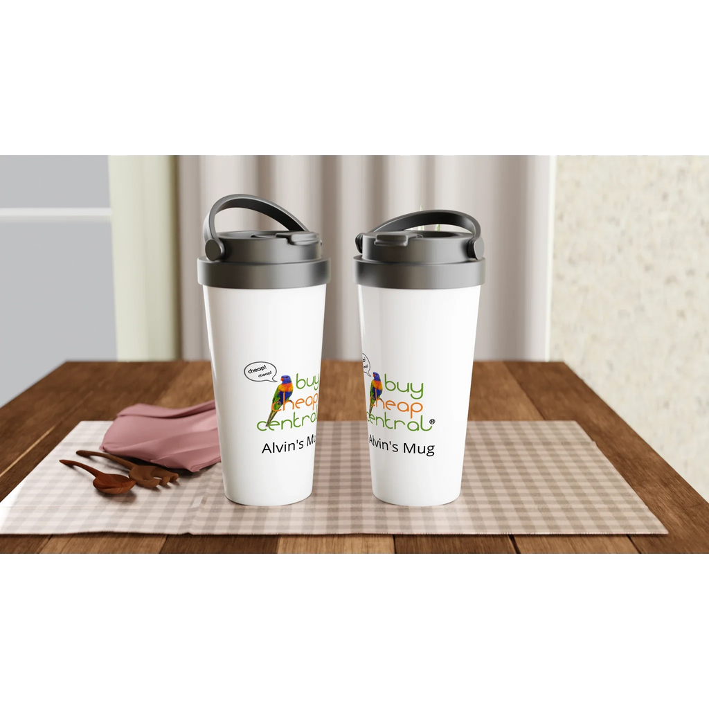 White 15oz Stainless Steel Travel Mug